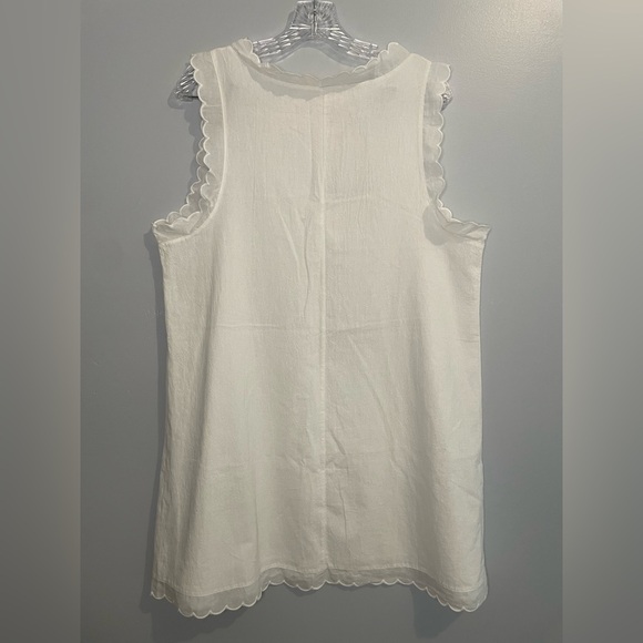 White Dress Size XL Scalloped Edge Mini 100% Cotton EUC Beach Travel Casual Cute - Picture 2 of 13